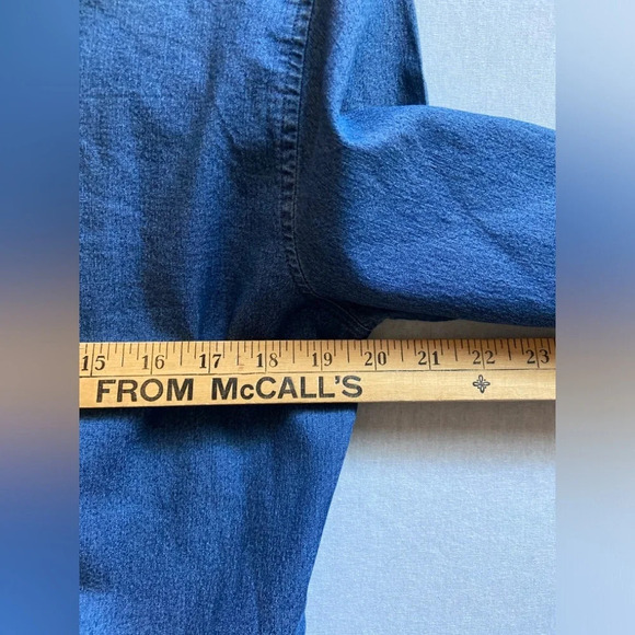 Massimo Dutti Slim Fit denim button shirt floral collar Sz XXL - Picture 8 of 9